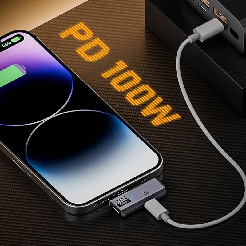 Gray 100W USB C Fast Charging Adapter With 10Gbps Data Transfer For Phone Laptop - Image 2